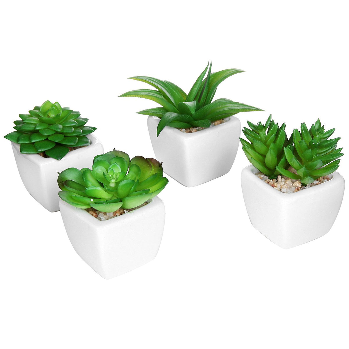 Modern White Ceramic Mini Potted Artificial Succulent Plants