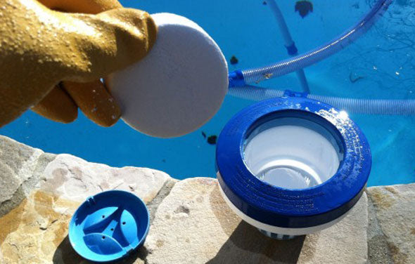 Handle Pool Chemicals with gloves