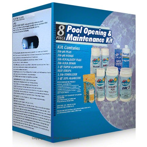 8 Piece Pool Maintenance Chemical Kit With Test Kit