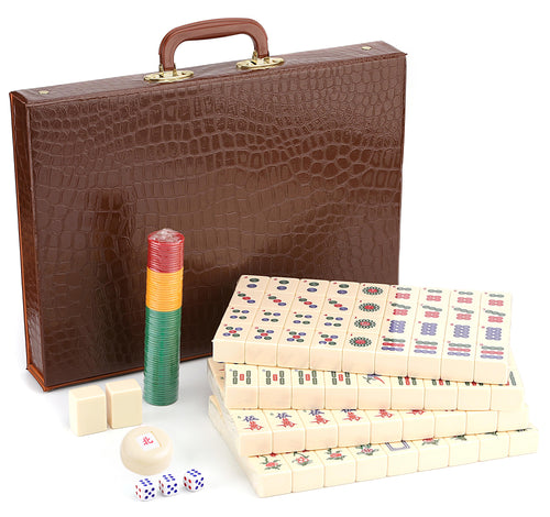 Hector Saxe - Red Mah-Jong Leather Game Set - Women's - Plastic/Calf Leather - One Size