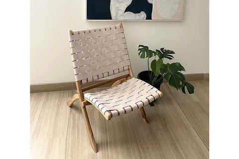 Cow Leather / Teak Chair 