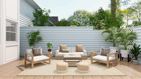 Aesthetically placed beige outdoor furniture