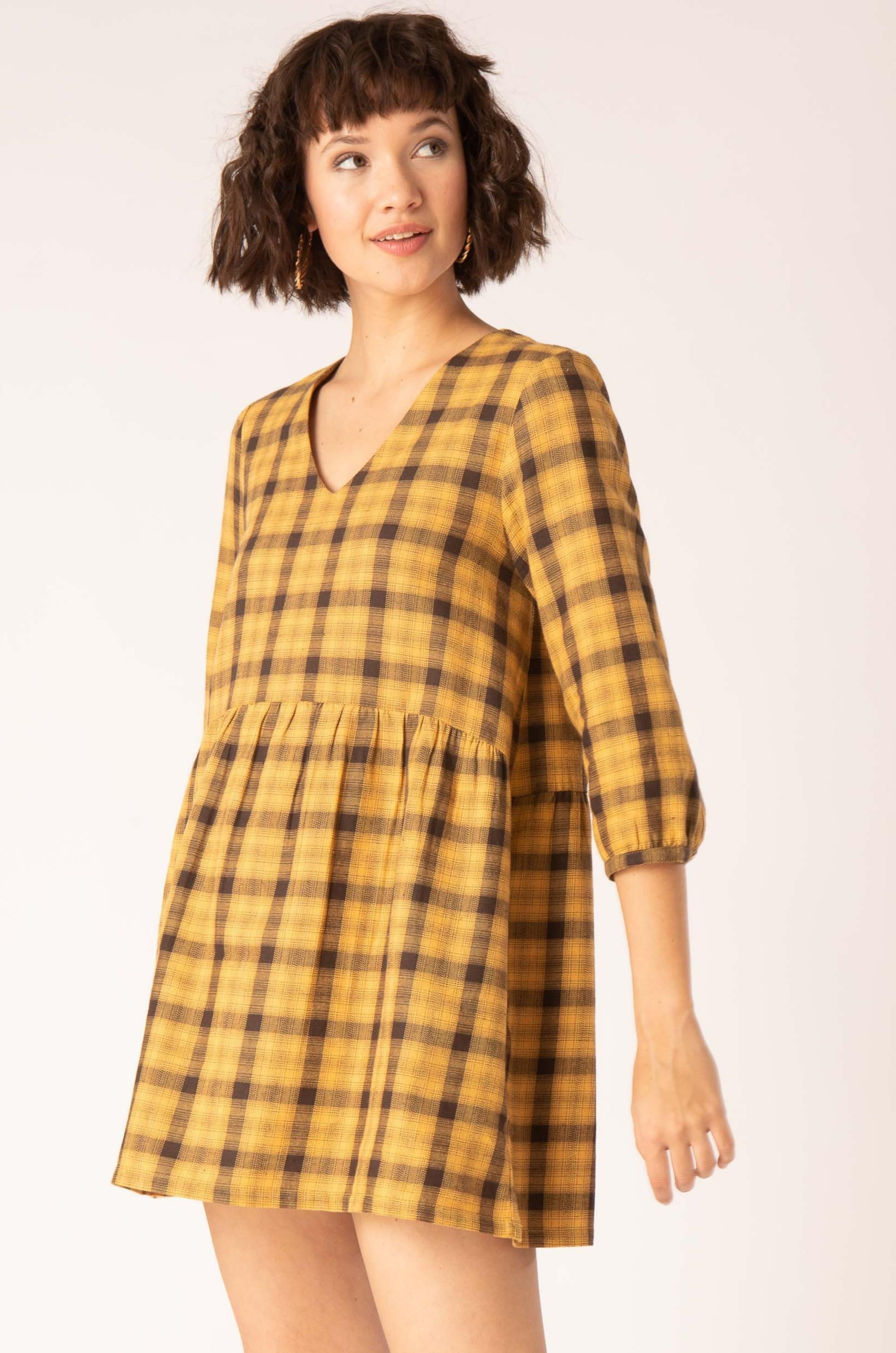 Soft Casual Checked Tunic, 18 / Yellow Check