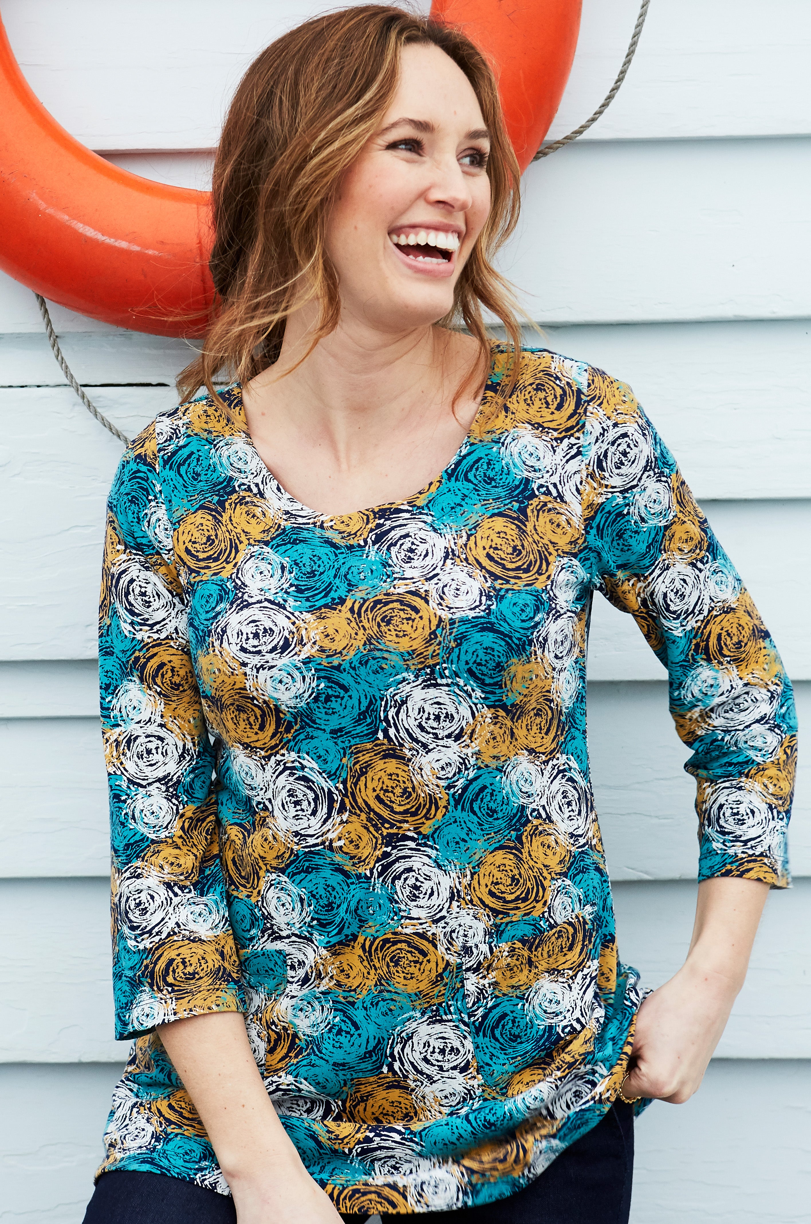 Artichoke Print Whirly Tunic, 18 / Blue Multi