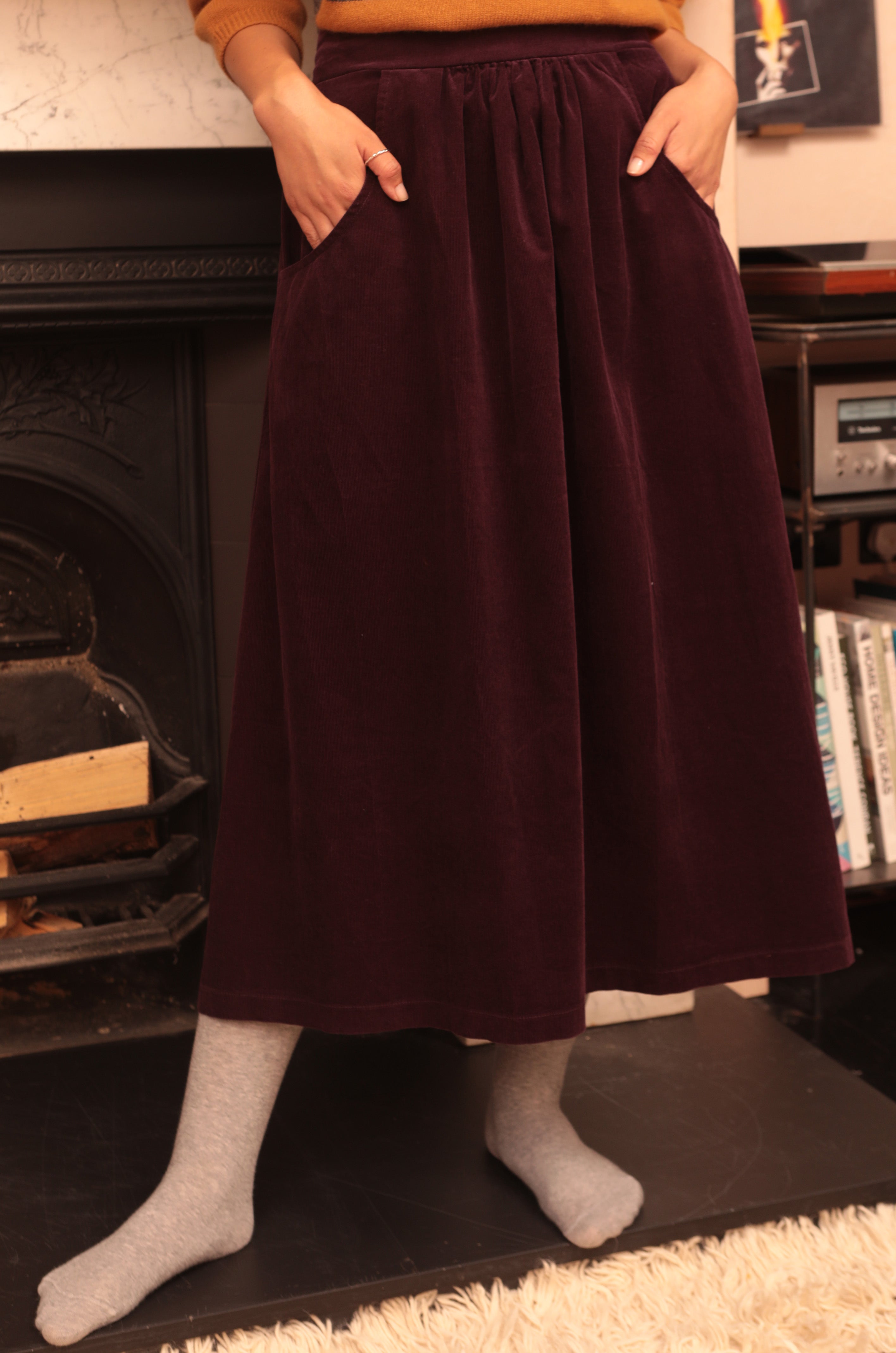 Cord Midi Skirt, Italian Plum / 10