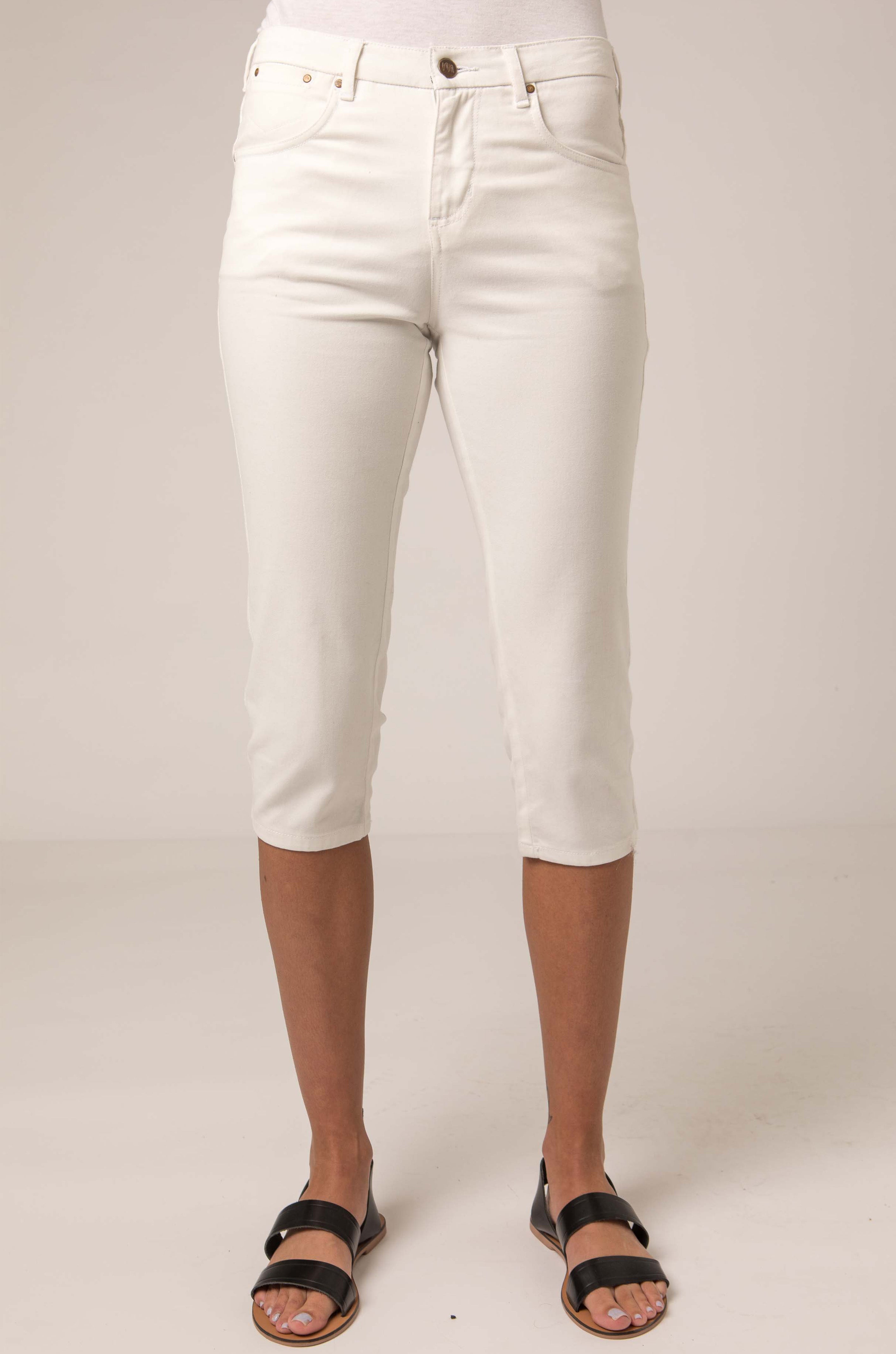 Stripe Detail Cropped Trouser in White, White / 10