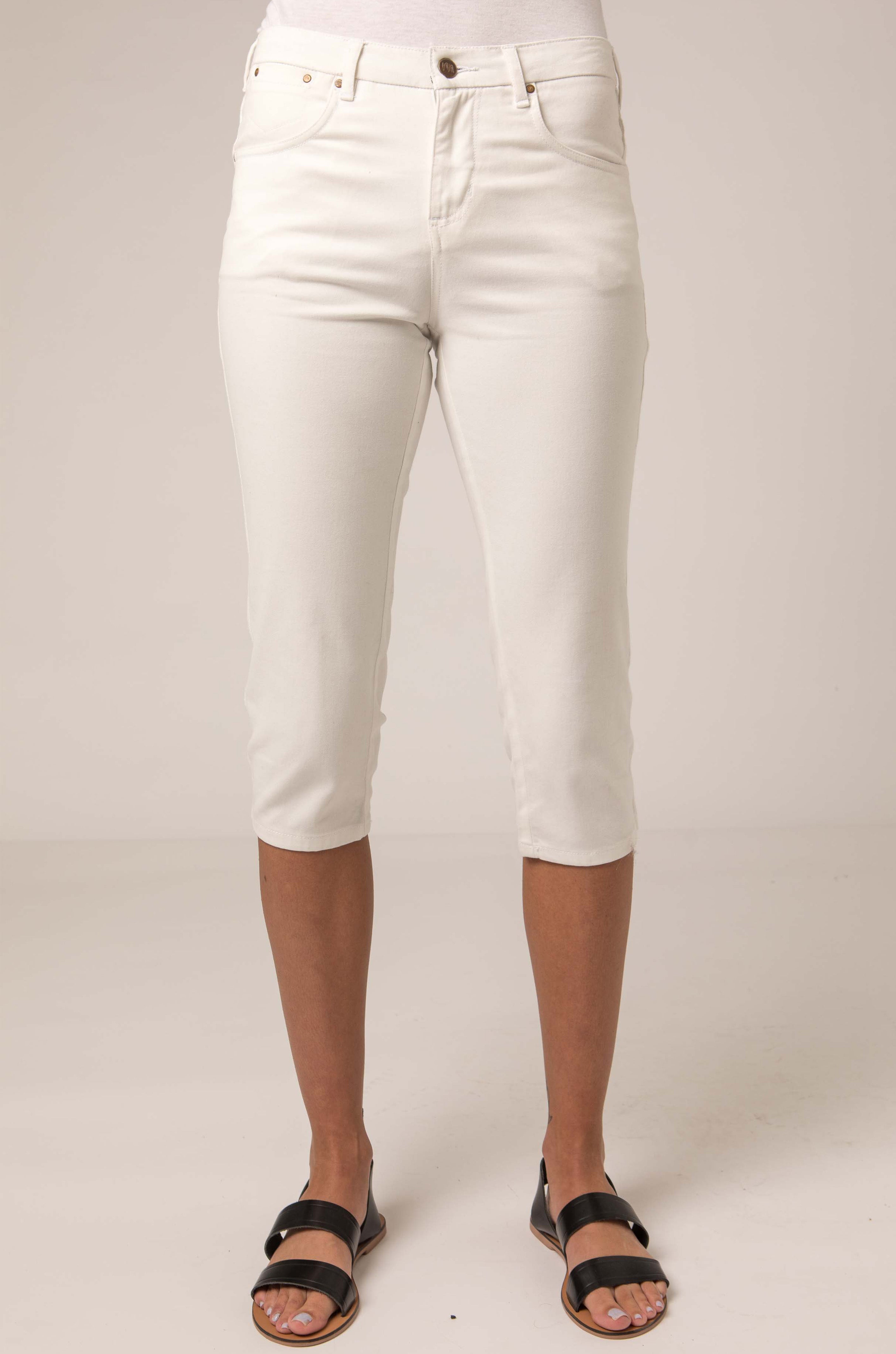 Stripe Detail Cropped Trouser in White, White / 10
 