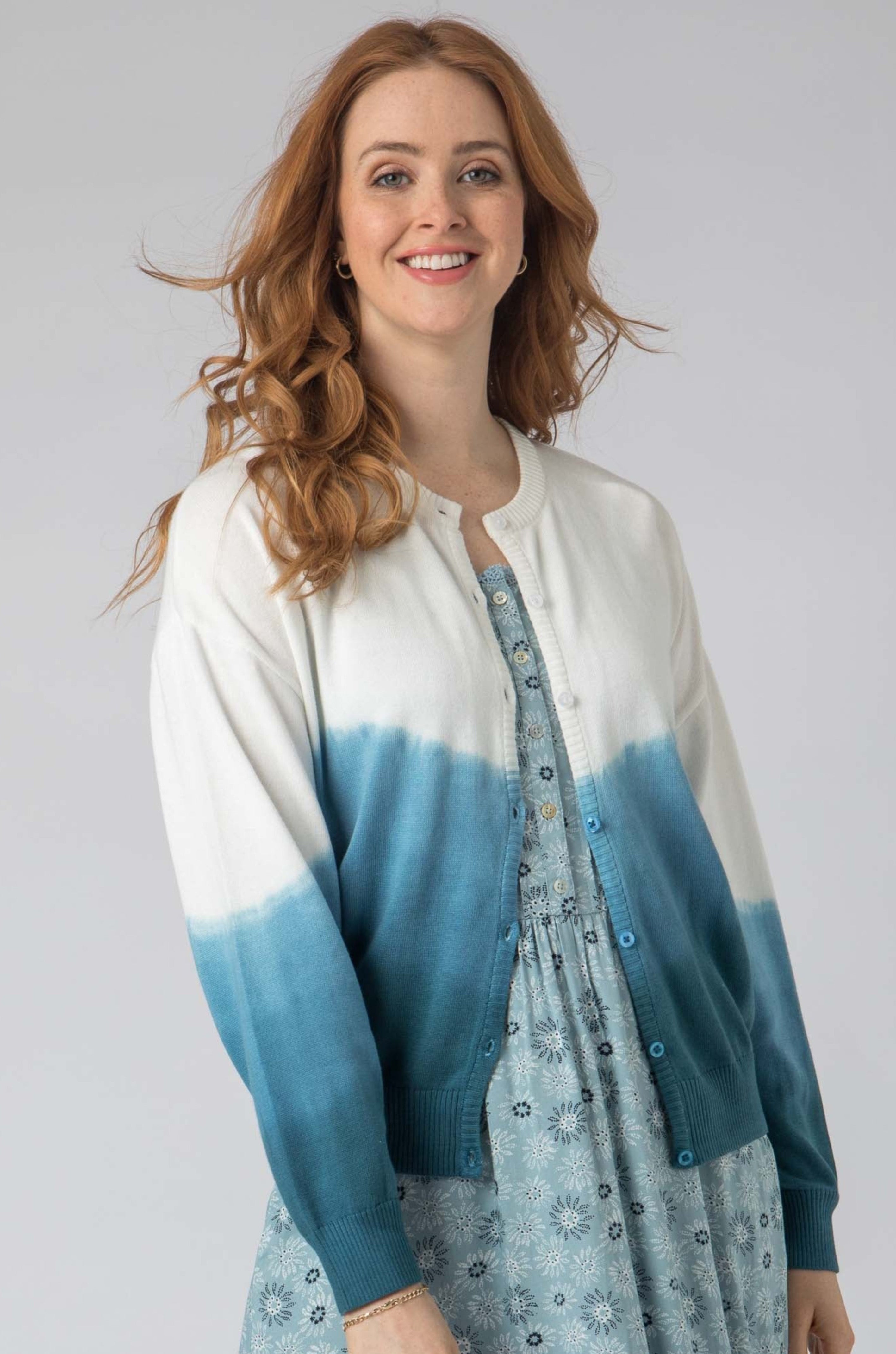 Tie Dye Cardi in Teal, Teal / 10