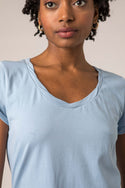 Twisted Neck Scoop Jersey Tee in Cerulean