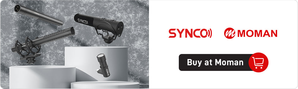 Moman PhotoGears Store sells long, medium, and mini condenser shotgun microphone from SYNCO.