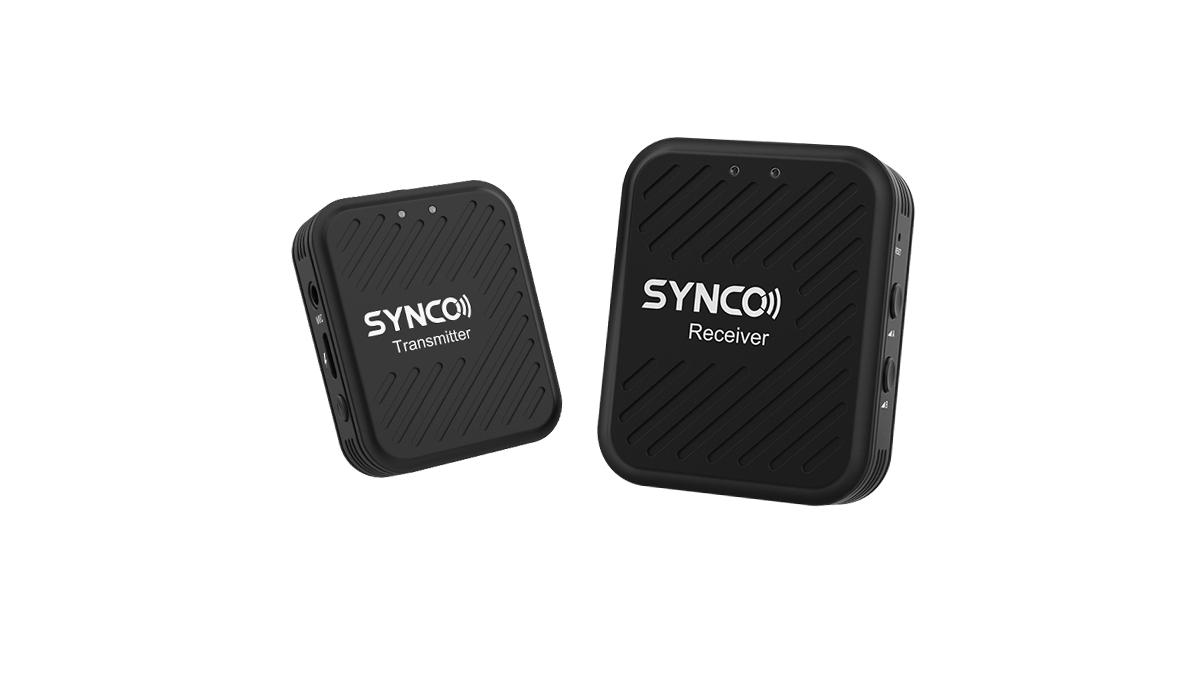 SYNCO G1(A1) portable clip on microphone works wirelessly for filmmaking and includes one transmitter and one receiver.