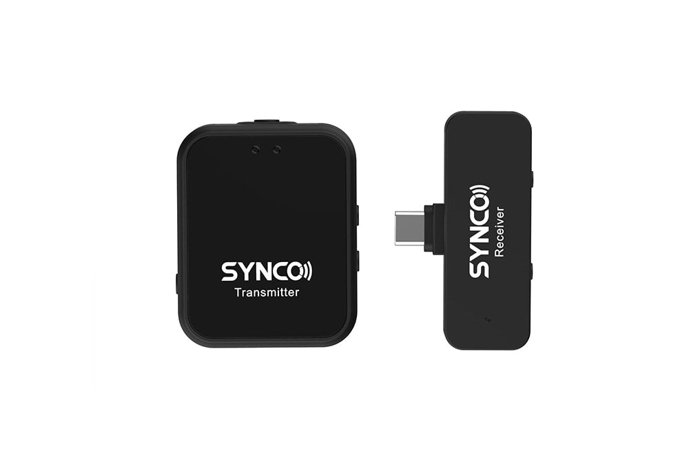 SYNCO G1T wireless microphone for PC recording includes a transmitter and a receiver with Type-C connector.