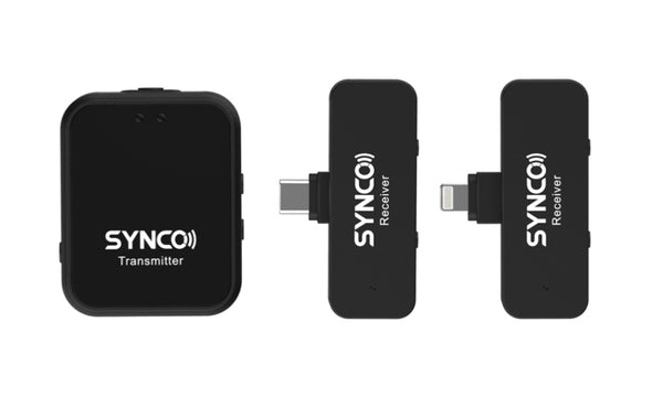 SYNCO G1T/G1L is a wireless lapel microphone for phone recording, with Type-C or Lightning connectors.