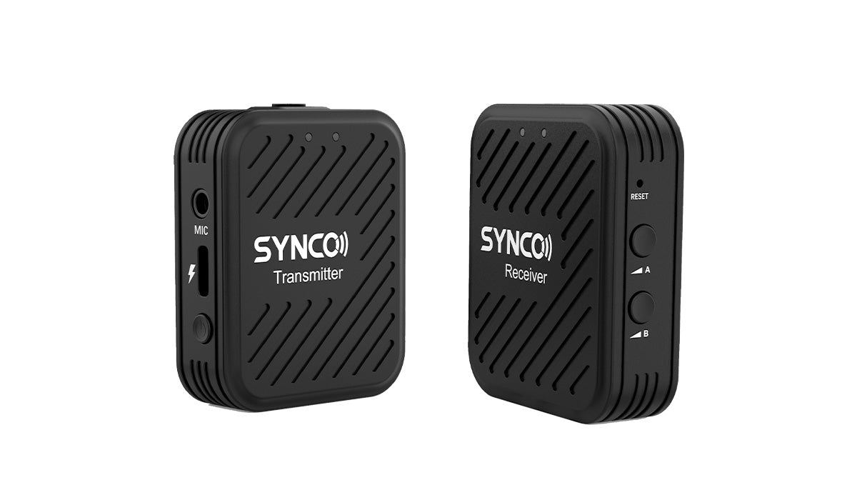 SYNCO G1(A1) computer microphone wireless for recording consists of one transmitter and one receiver.