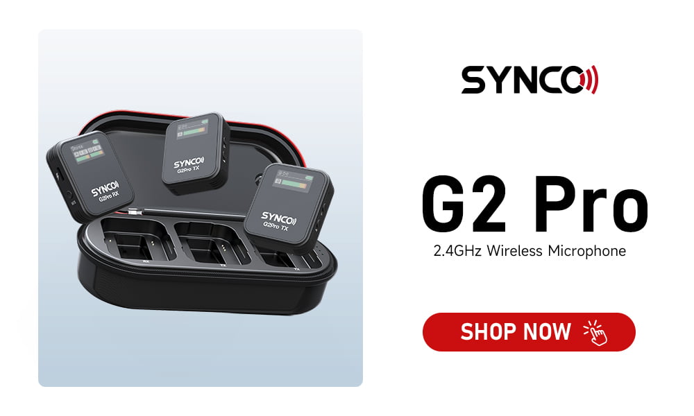 ワイヤレス充電ケース付きの DSLR カメラ用 SYNCO G2 Pro 2.4GHz ワイヤレス マイクを購入してください。