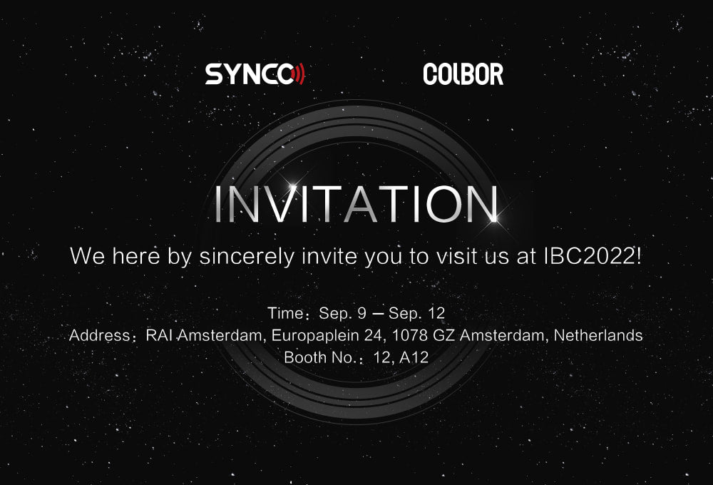 SYNCO invites people to visit its booth at IBC show 2022.