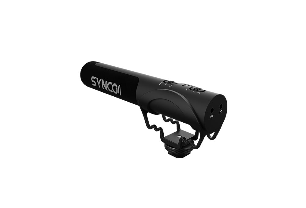 Short shotgun microphone SYNCO M3 comes with shotgun mic mount for camcorder.