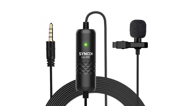 Le microphone à revers SYNCO S6E pour DSLR dispose d'un indicateur LED pour indiquer l'état de l'enregistrement.