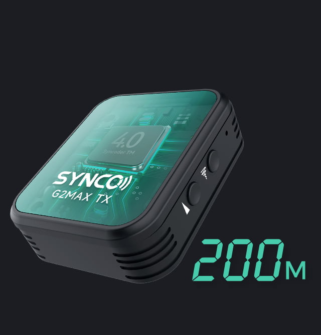 The SYNCO G2 Max adopts the 4th Algorithm for 200m LOS transmission.