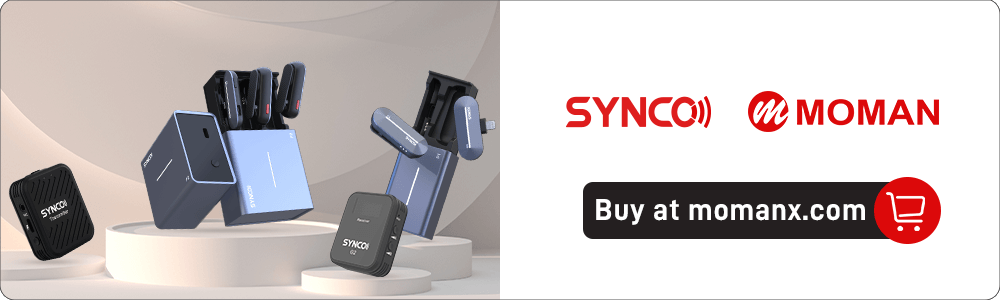 SYNCO wireless lavalier microphones are sold at Moman PhotoGears Store.