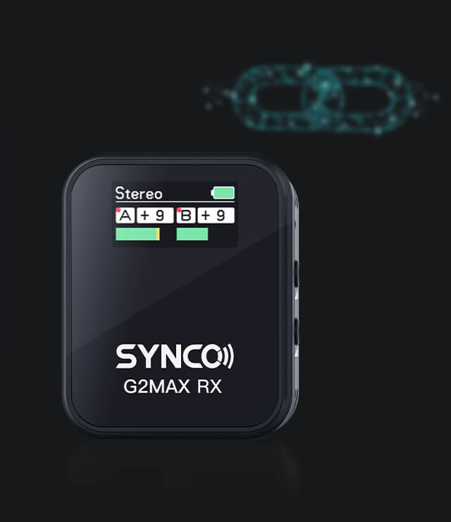 The SYNCO G2 Max receiver has a TFT screen.