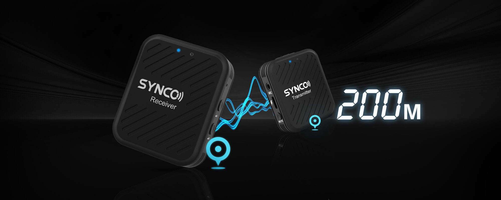 SYNCO G1(A1) can maintain smooth audio transmission between the transmitter and receiver within 492ft/150m(LOS).