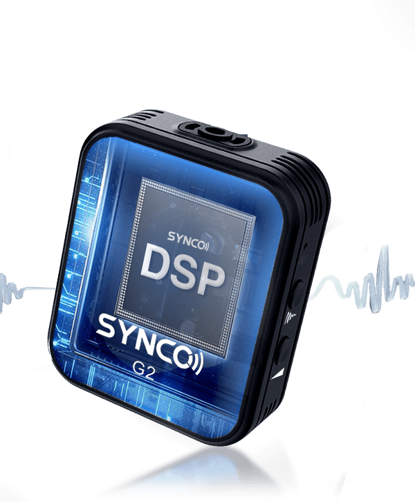 SYNCO G2(A2) dual wireless lav microphone for YouTubers adopts DSP chip to achieve instant processing.