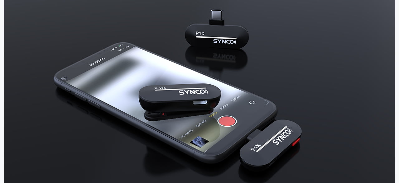 SYNCO PX lineup mini microphone for iPhone and Android has a receiver that can be directly plugged into the port on the smartphone.