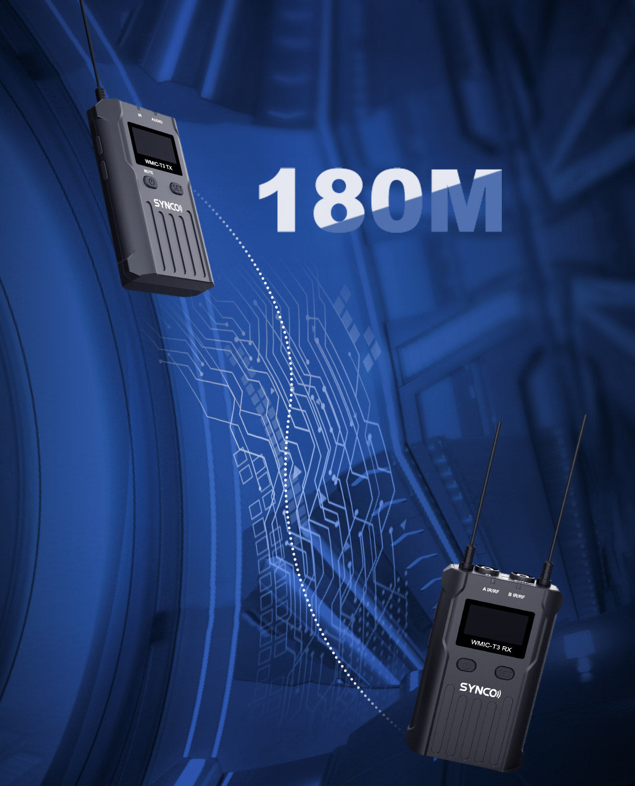 SYNCO WMic-T3 180m Transmission, 75Hz/150Hz LCF