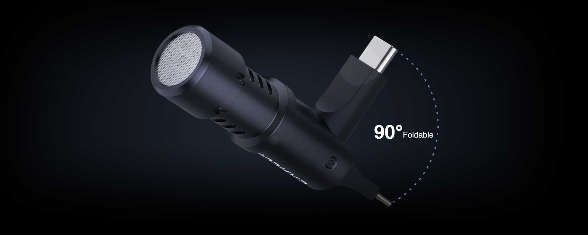 SYNCO U1 mini plug in microphone for cell phones is 90-degree foldable.