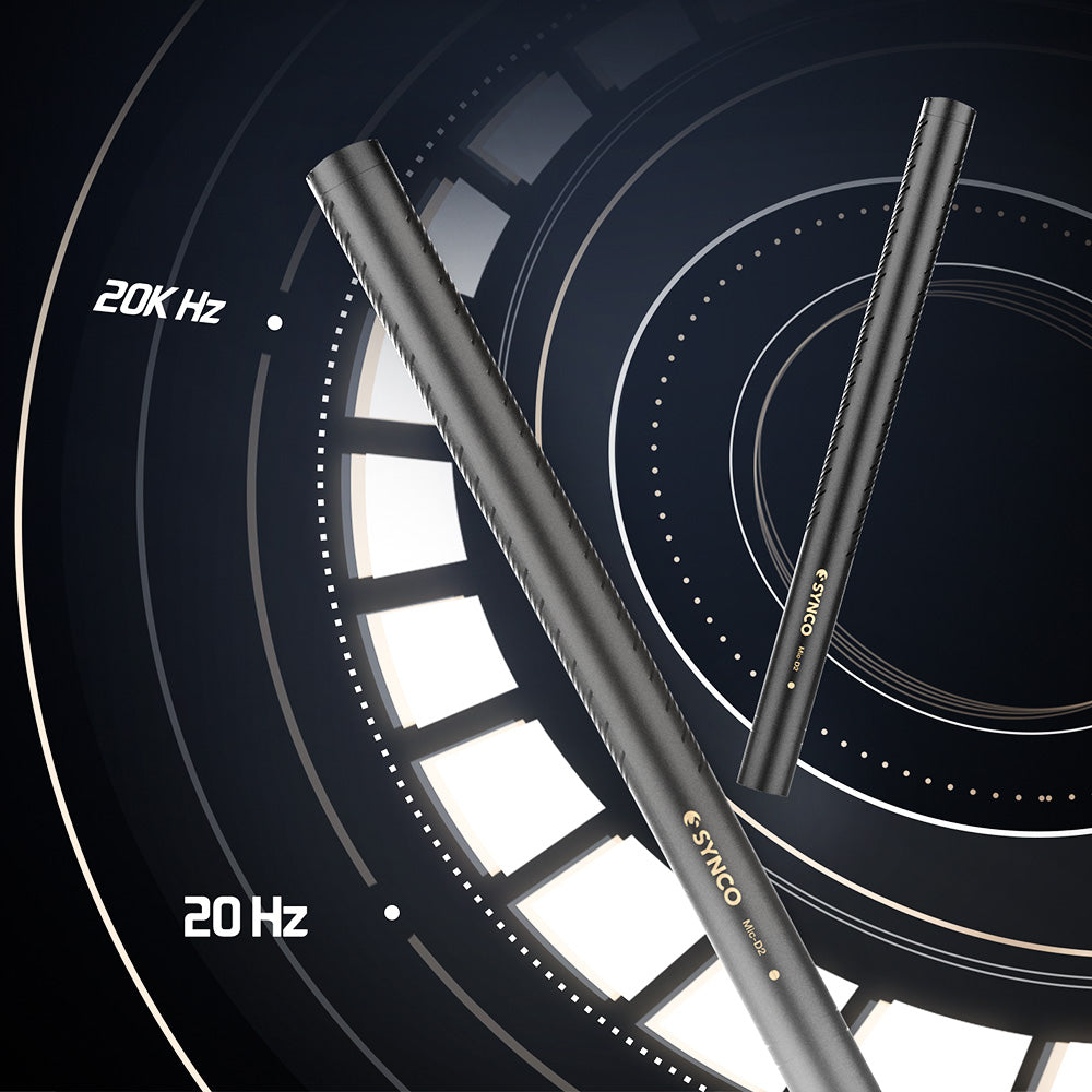 SYNCO D2 is responsive to frequencies from from 20Hz to 20KHz.