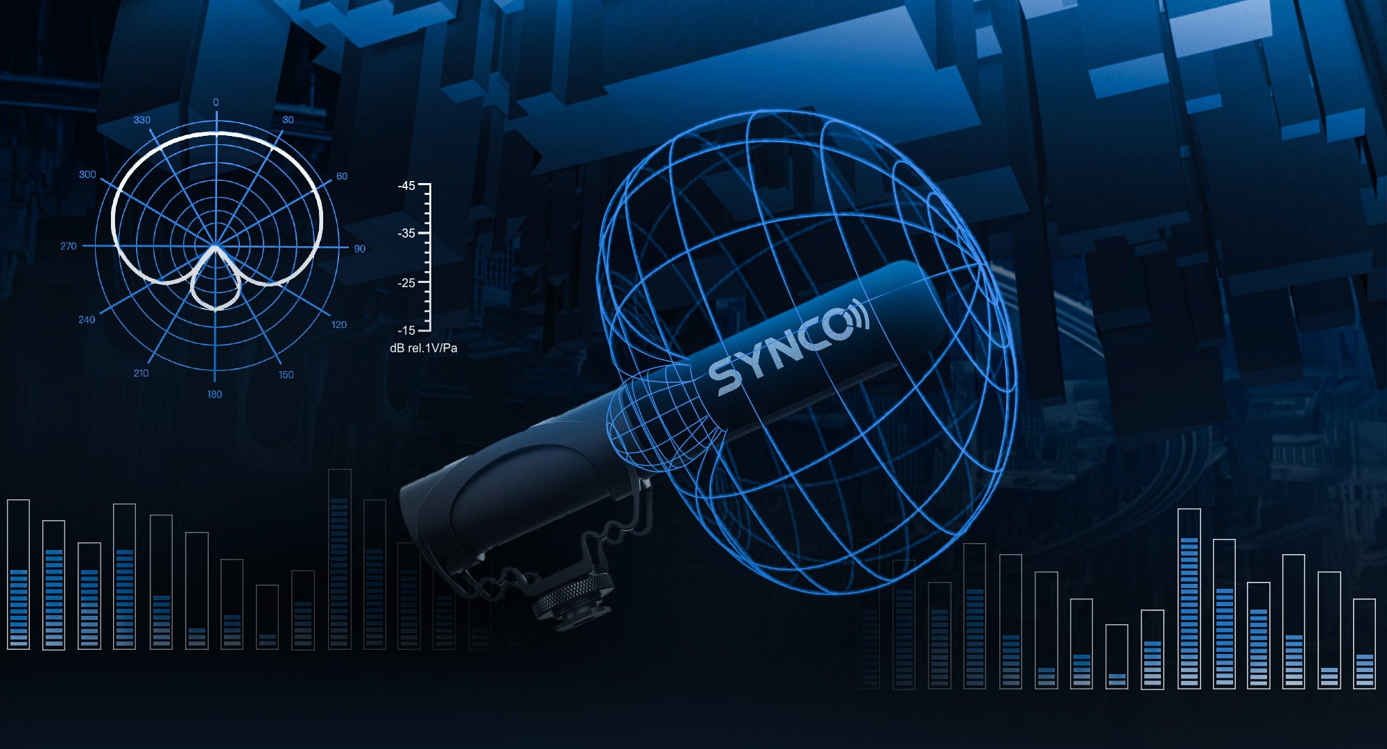 SYNCO M3 microphone for DSLR camera features supercardioid pickup pattern.