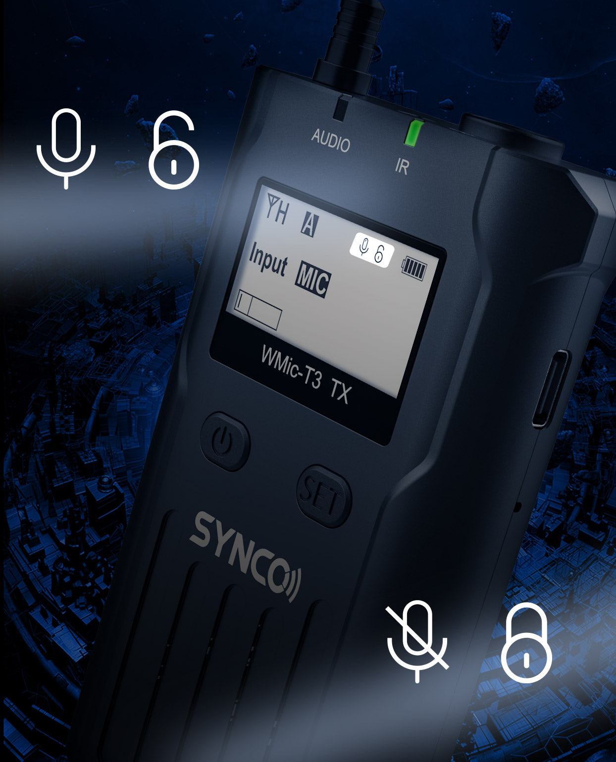 SYNCO WMic-T3 No Mute Button, Continued Mute Mode