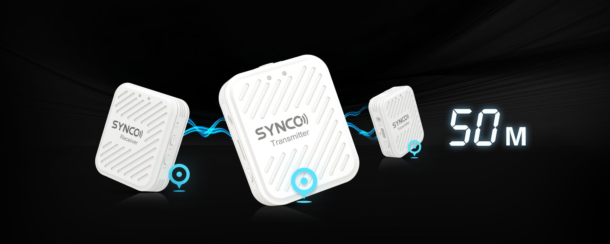 SYNCO G1(A2) ensures hassle-free audio transmission within the distance of 164ft/50m(LOS).