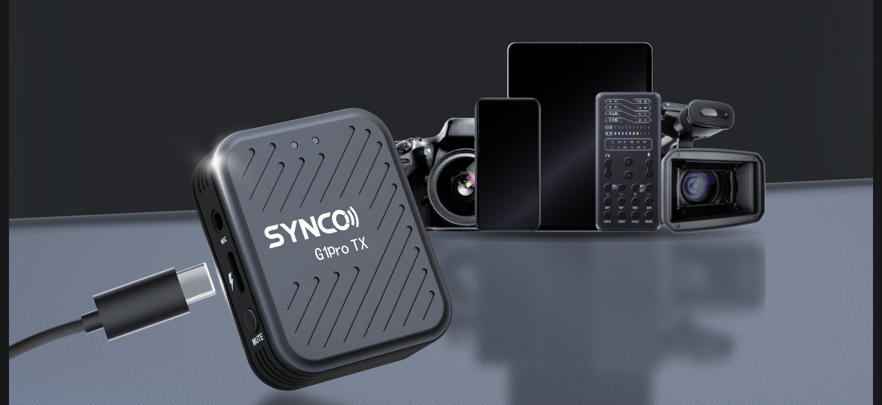 SYNCO G1 Pro wireless microphone for documentary filmmaking is compatible with mobile phones, tablets, DSLR cameras, etc.