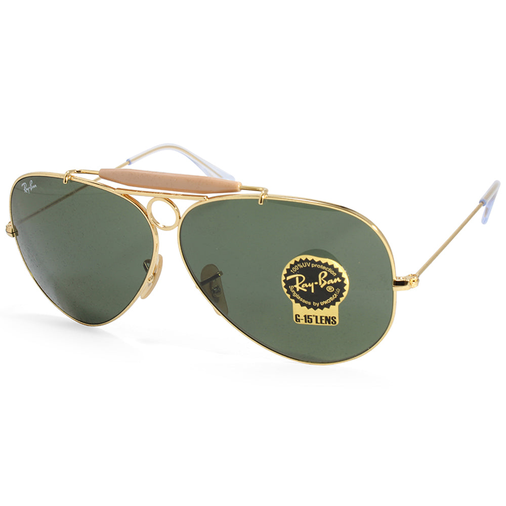 Ray-Ban RB3138 001 Aviator Shooter Gold/Green Unisex Sunglasses Size 5 –  xTrend