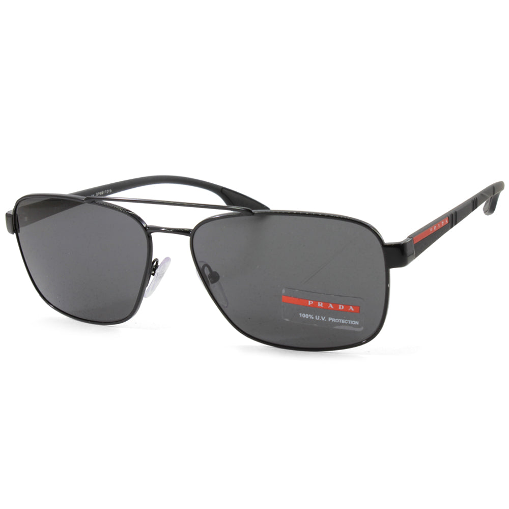 Prada Sport PS51US 1AB5S0 Matte Black/Grey Men's Metal Pilot Sunglasses