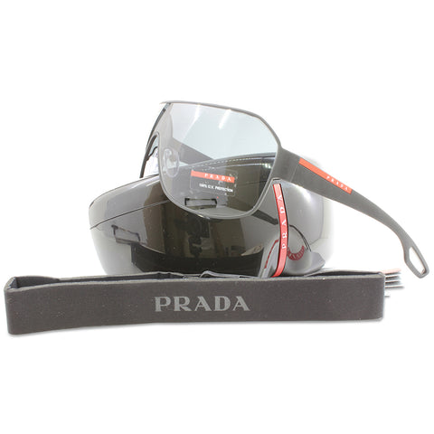 Prada Sport PS 52QS DG01A1 Matte Black Rubber/Grey Shield Sunglasses –  xTrend