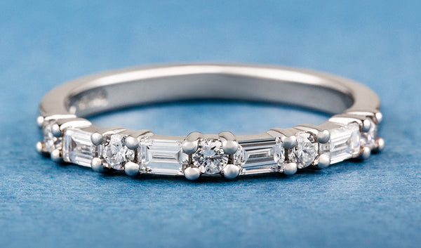 Half Eternity Baguette and Round Diamond Ring