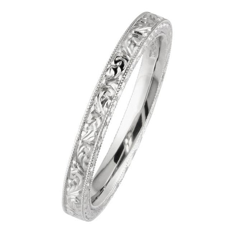 example of women's wedding ring - engraved band