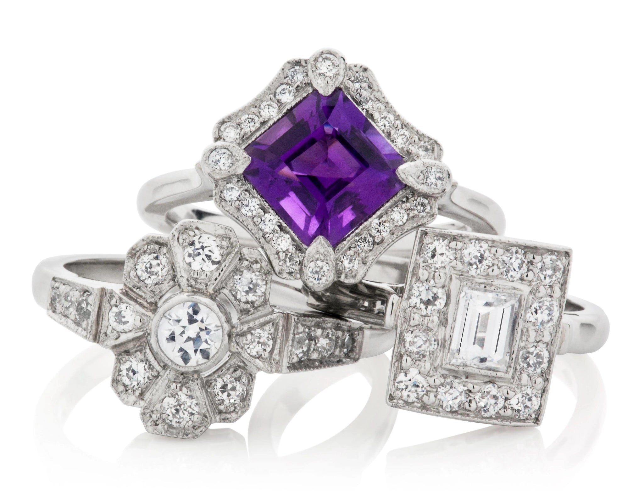 Art Deco Engagement Rings in the Cluster Style - London Victorian Ring UK