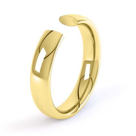 5mm Court Profile Mirror Polish Ring in Yellow Gold - Types of Men's Wedding Bands / Rings