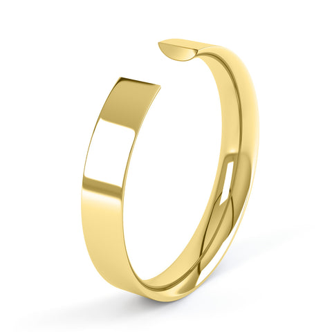 5mm Flat Court Profile Mirror Polish Ring in Yellow Gold - Types of Men's Wedding Bands / Rings