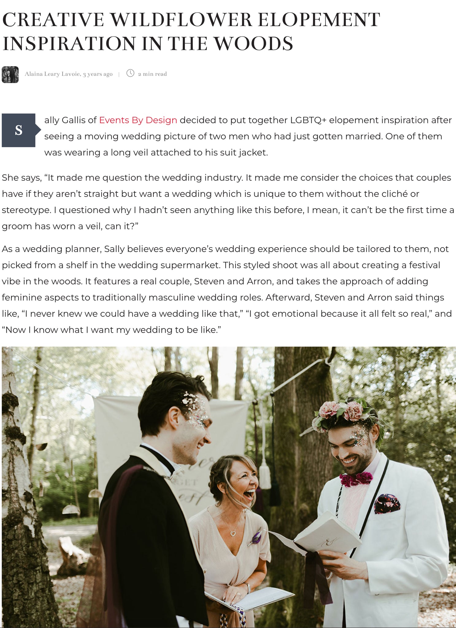 Wildflower elopement in the woods wedding ideas