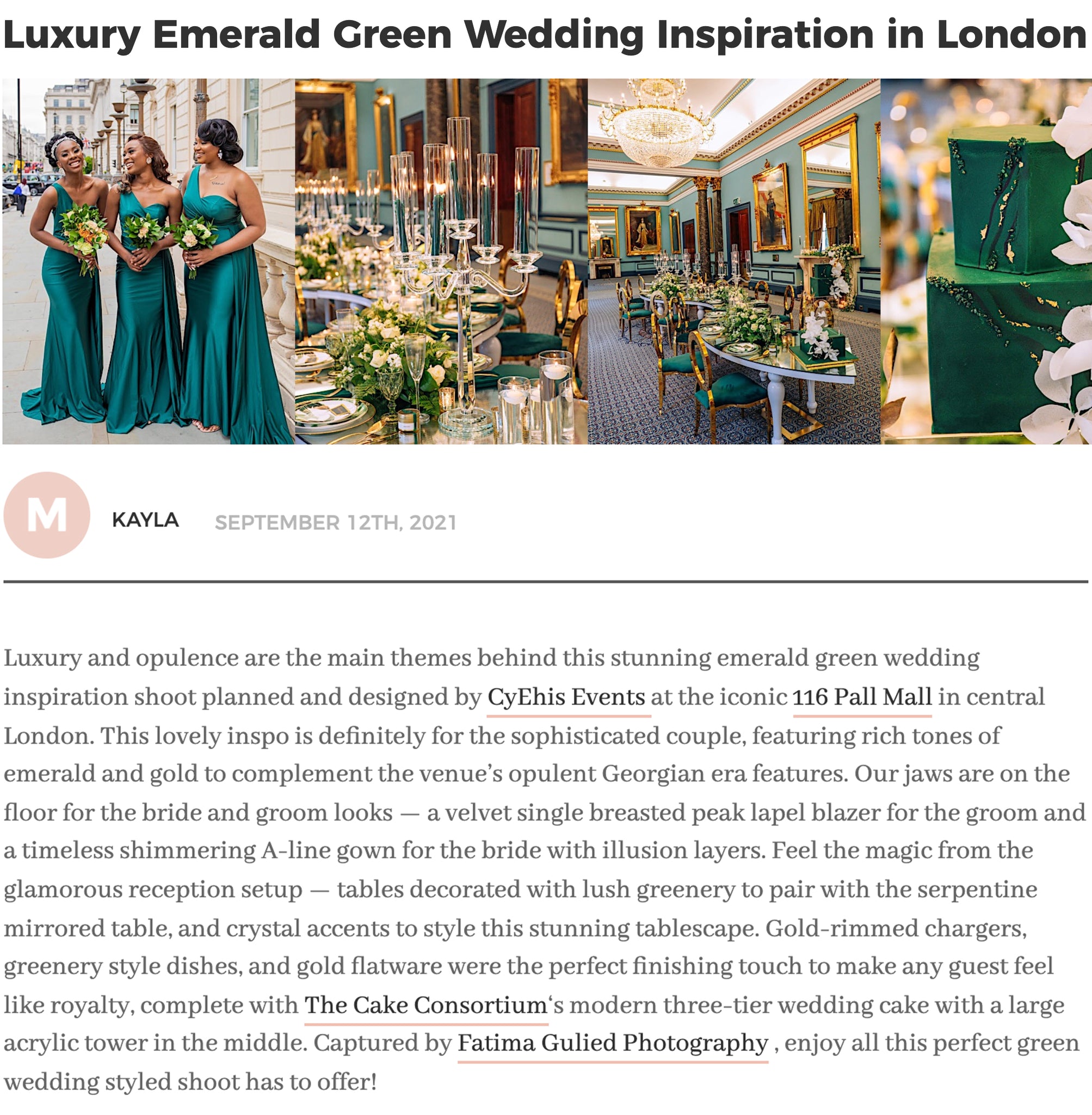 Luxury emerald green wedding inspiration London