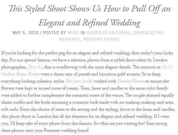 Elegant and refined wedding styled shoot ideas and inspiration