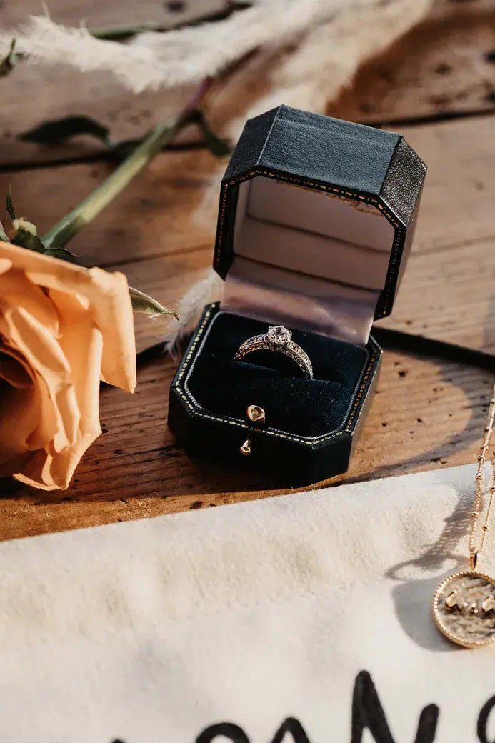 Hand engraved diamond engagement ring platinum