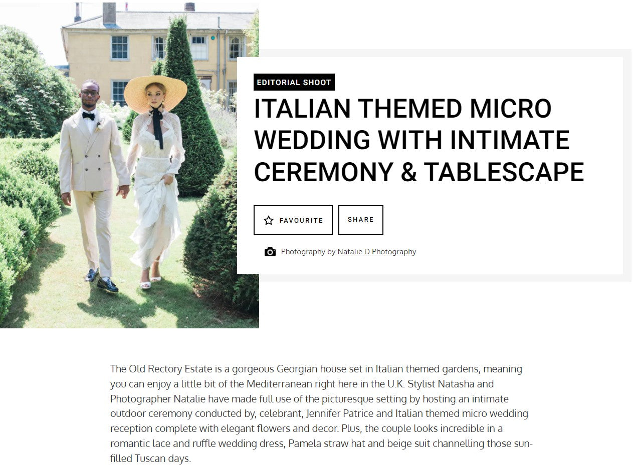 Italian themed micro wedding with intimate ceremony