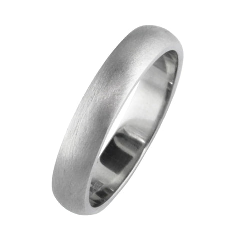 4mm Brushed Satin D-Shape Wedding Band in Platinum