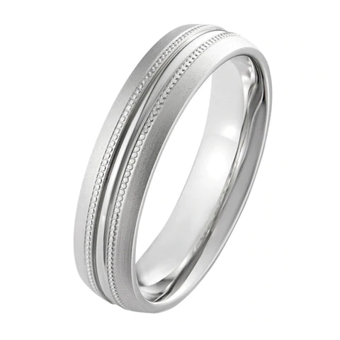 6mm Millegrain Detail Ring in Platinum - Types of Men's Wedding Bands / Rings